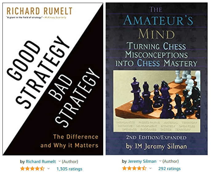 covers of Good Strategy, Bad Strategy and The Amateur's Mind